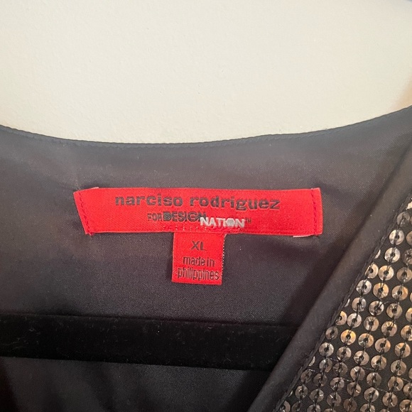 Narciso Rodriguez black and gold shimmer faux wrap dress size XL - Picture 3 of 4